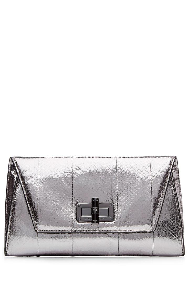 Diane Von Furstenberg Diane Von Furstenberg Metallic Clutch - Silver