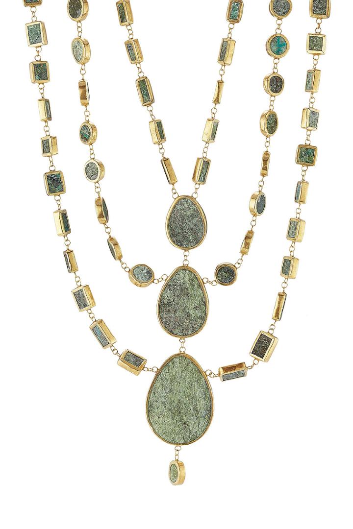 Pippa Small Pippa Small Gold Plated Silver Necklace With Chrysocolla Stones - Green