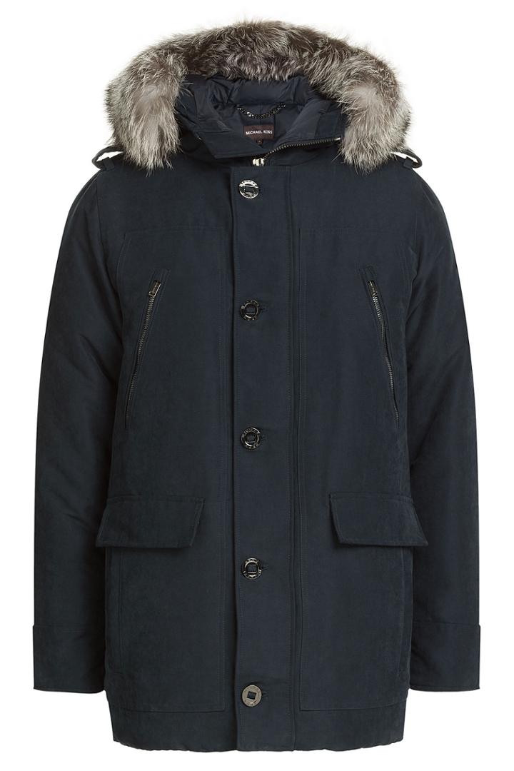 Michael Kors Collection Michael Kors Collection Coat With Fur Trimmed Hood - Blue