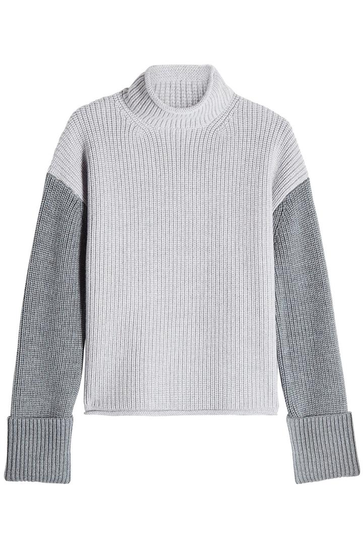 Victoria Victoria Beckham Victoria Victoria Beckham Two-tone Merino Wool Turtleneck Pullover
