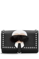Fendi Fendi Leather Karlito Clutch With Mink - Black