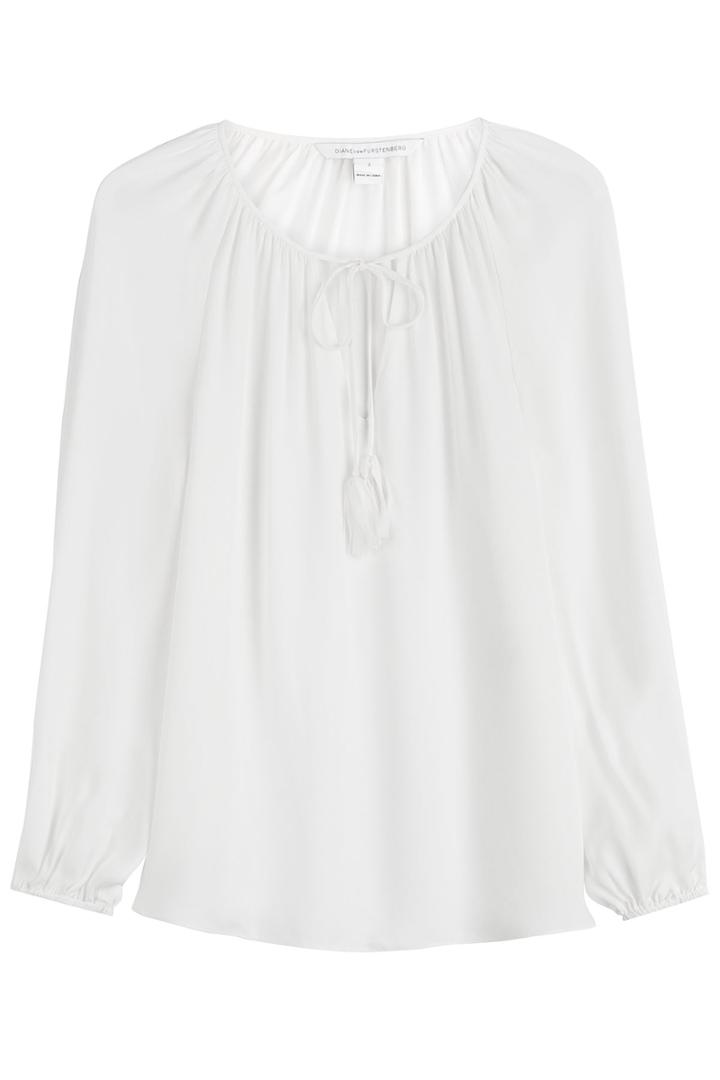 Diane Von Furstenberg Diane Von Furstenberg Silk Tie Neck Tunic - White