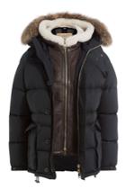 Burberry Brit Burberry Brit Down Jacket With Fur Trimmed Hood - Blue