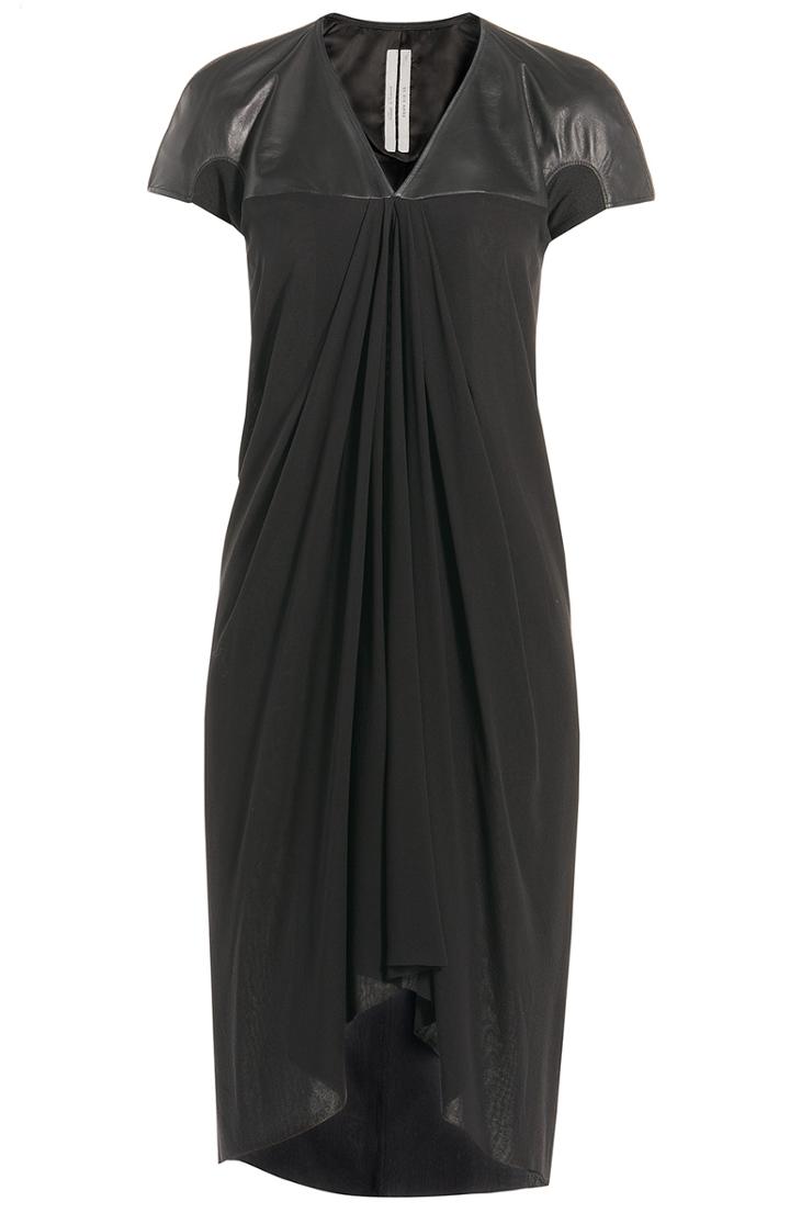 Rick Owens Silk Chiffon And Leather Dress
