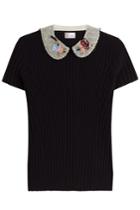 Red Valentino Red Valentino Shirt With Embroidered Collar - Black