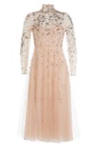 Valentino Valentino Embellished Dress With Tulle Overlay - Beige