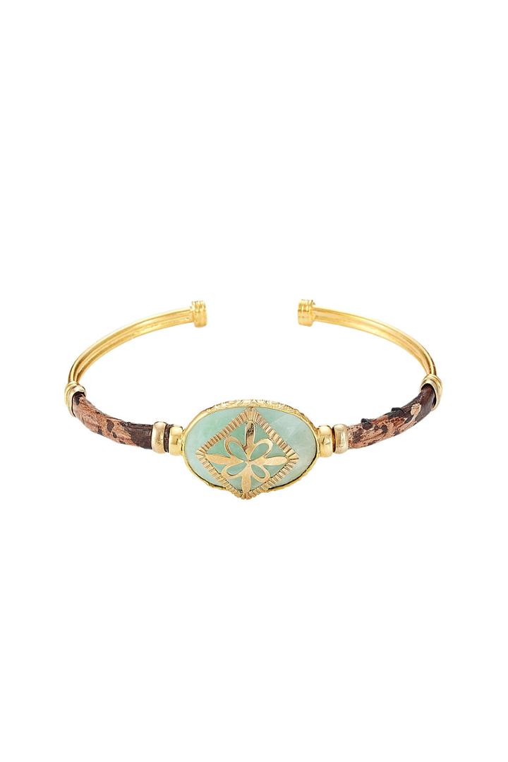 Gas Bijoux Gas Bijoux 24kt Gold Plated Bracelet With Quartz And Snakeskin