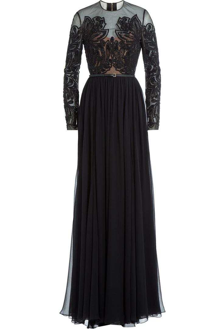 Elie Saab Elie Saab Embellished Silk Floor-length Evening Gown
