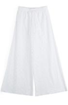 Valentino Broderie Anglaise Wide Leg Cotton Pants