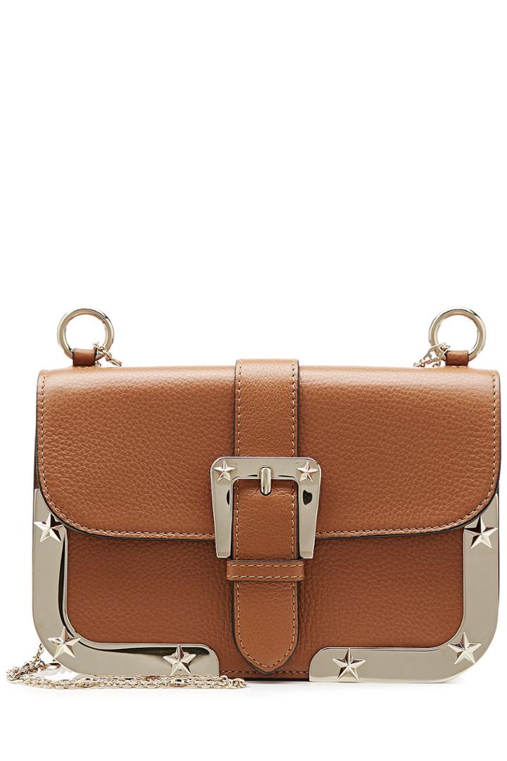 R.e.d Valentino R.e.d Valentino Leather Shoulder Bag With Gold-tone Frame