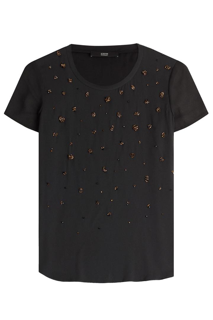 Steffen Schraut Steffen Schraut Hacienda Beaded Glam Embellished Silk Top