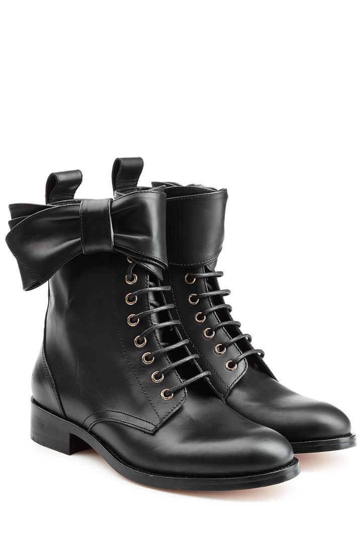 R.e.d Valentino R.e.d Valentino Leather Lace-up Ankle Boots With Bow
