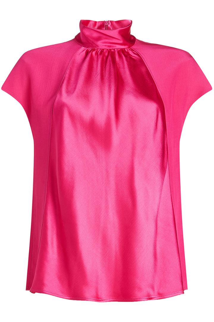 Jil Sander Navy Jil Sander Navy Satin Blouse With Cap Sleeves