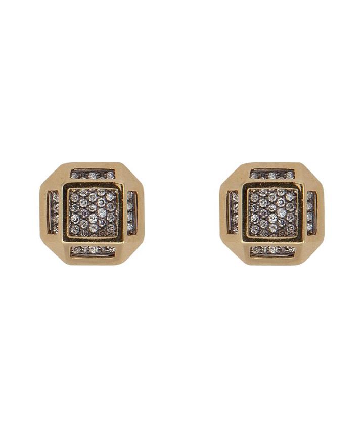Noor Fares 18kt Gold Cube Cage Earrings With Diamonds