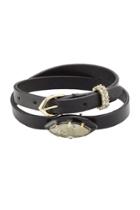Alexis Bittar Alexis Bittar Leather Wrap Bracelet With Crystals And Lucite - Black