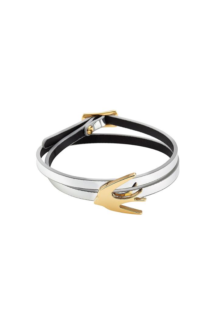 Mcq Alexander Mcqueen Mcq Alexander Mcqueen Swallow Mini Wrap Leather Bracelet - Silver