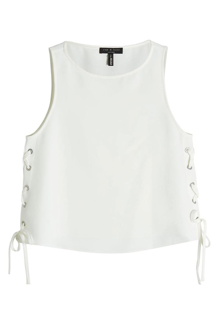 Rag & Bone Rag & Bone Crepe Top With Lace-up Sides
