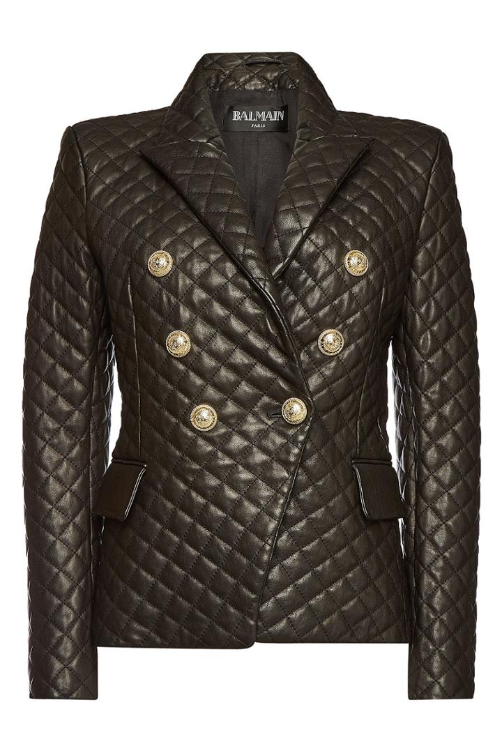 Balmain Balmain Leather Blazer With Embossed Buttons