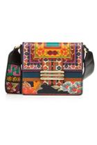 Etro Etro Printed Leather Shoulder Bag With Embroidered Strap