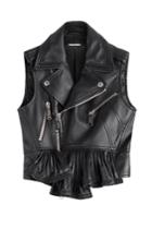 Dsquared2 Dsquared2 Leather Biker Vest With Ruffle Hem - Black