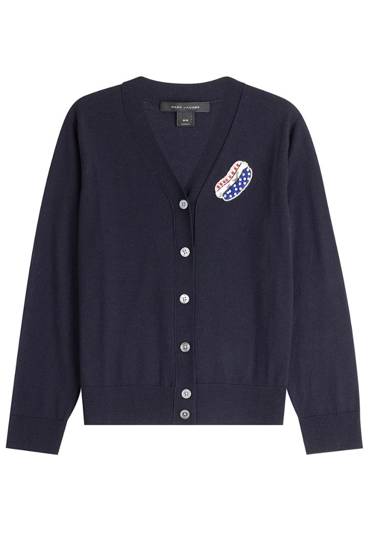 Marc Jacobs Marc Jacobs Wool Cardigan With Patch - Blue