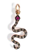 Ileana Makri Ileana Makri Pink Gold/diamond/ruby Little Snake Pendant