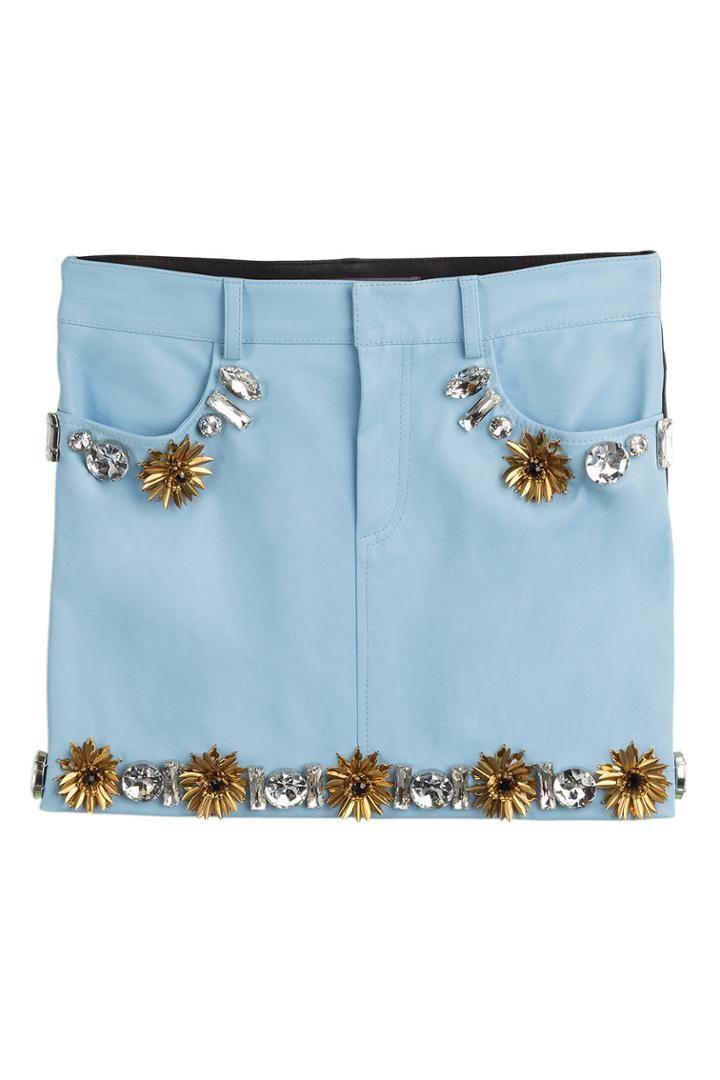 Emanuel Ungaro Emanuel Ungaro Embellished Leather Skirt - Blue
