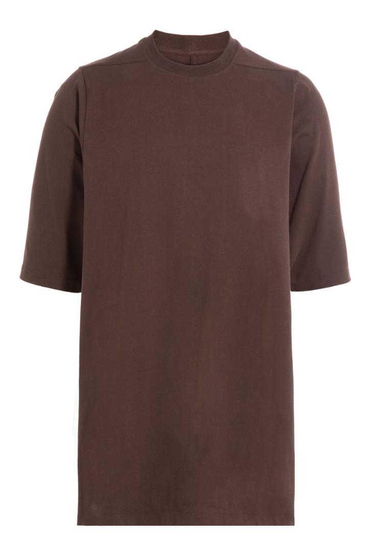 Rick Owens Men Rick Owens Men Long Cotton T-shirt With Silk - Brown