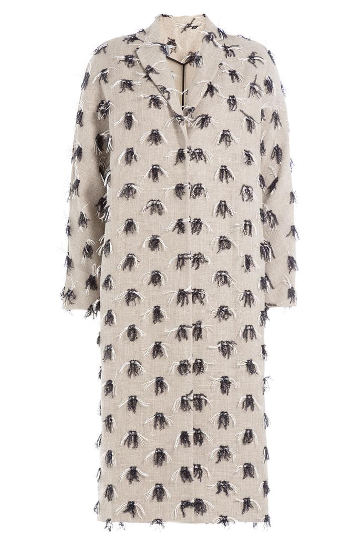 Msgm Msgm Fringed Coat - Beige
