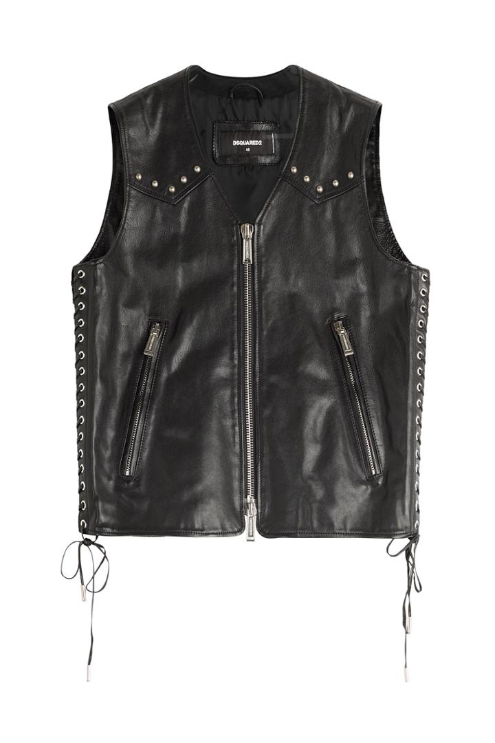 Dsquared2 Dsquared2 Leather Biker Vest - Black