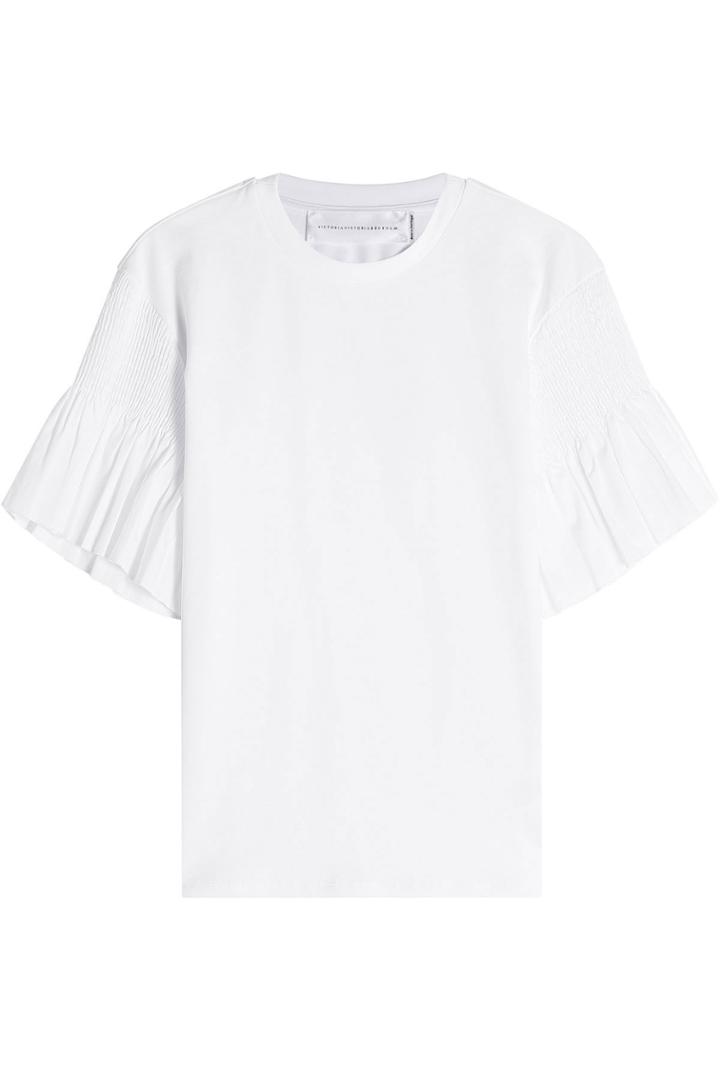 Victoria, Victoria Beckham Victoria, Victoria Beckham Smocked Sleeve Cotton Top