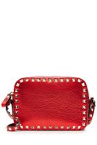 Valentino Valentino Rockstud Metallic Leather Camera Bag - Red