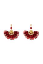 Gas Bijoux Gas Bijoux 24kt Gold Plated Earrings With Feathers - Magenta