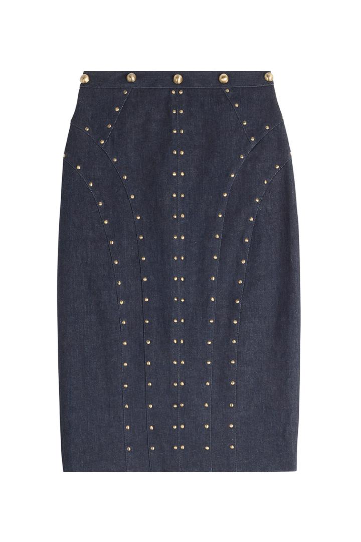 Tamara Mellon Tamara Mellon Denim Skirt With Studs - Blue