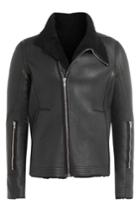Rick Owens Men Rick Owens Men Leather Jacket With Shearling Lining - Black