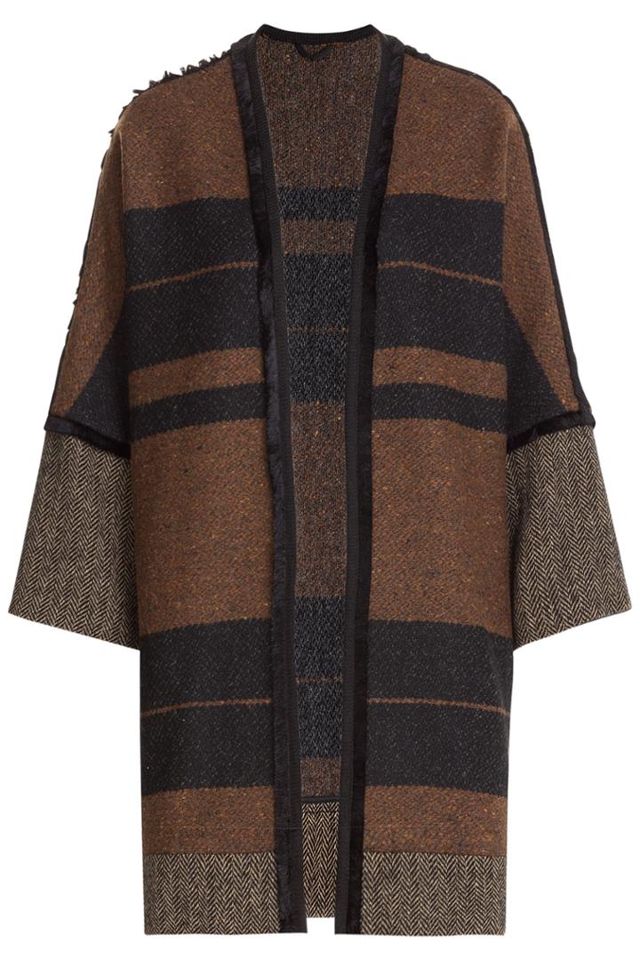 Etro Etro Wool-cotton Cape With Silk Fringe - Brown