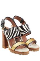 Marni Marni Leather Sandals With Printed Calf Hair - Multicolor