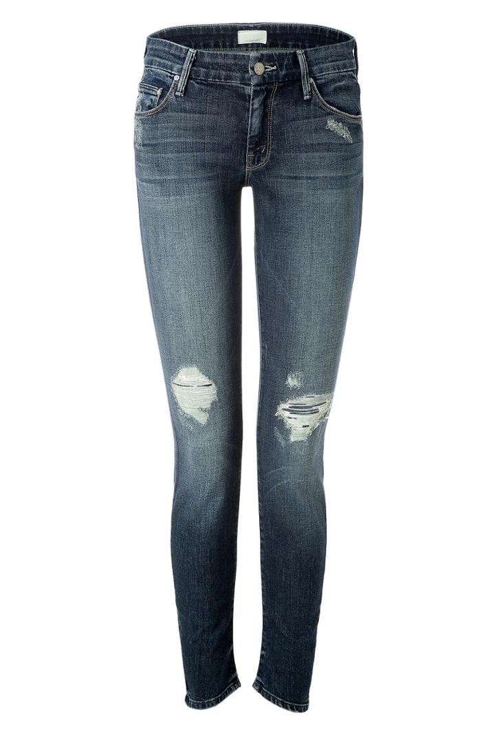 Mother Mother The Looker Skinny Jeans In Blue Destroyed - None