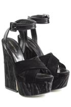 Sergio Rossi Sergio Rossi Velvet Platform Sandals - Black