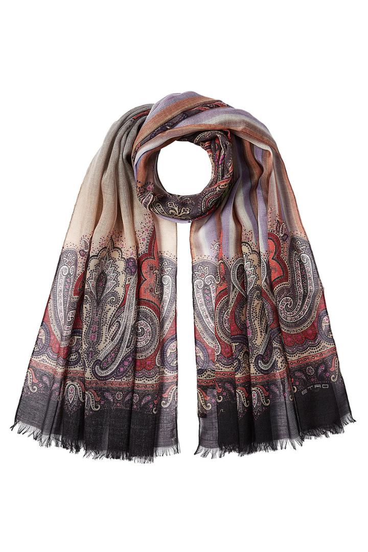 Etro Etro Cashmere-silk Printed Scarf - White