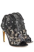 Rupert Sanderson Rupert Sanderson Embellished Mesh And Leather Peep Toe Heels - Black