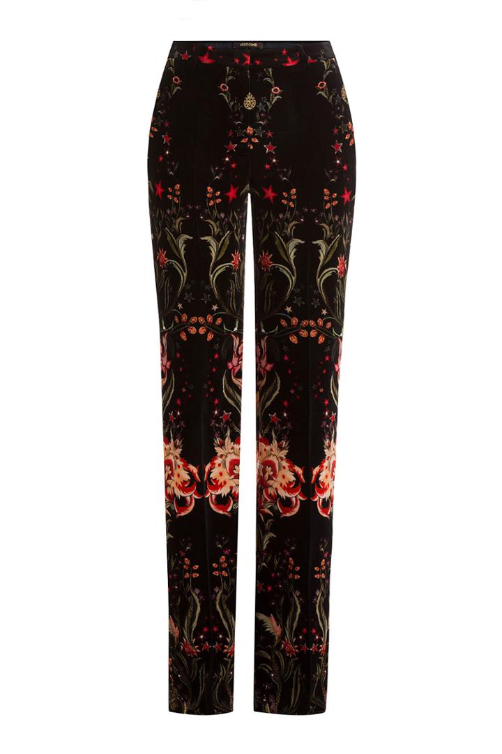 Roberto Cavalli Roberto Cavalli Printed Velvet Wide Leg Pants