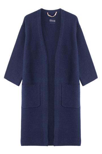 81 Hours By Dear Cashmere 81 Hours By Dear Cashmere Textured Knit Wool Cardigan Coat - Blue