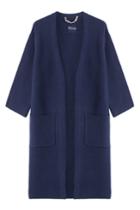 81 Hours By Dear Cashmere 81 Hours By Dear Cashmere Textured Knit Wool Cardigan Coat - Blue
