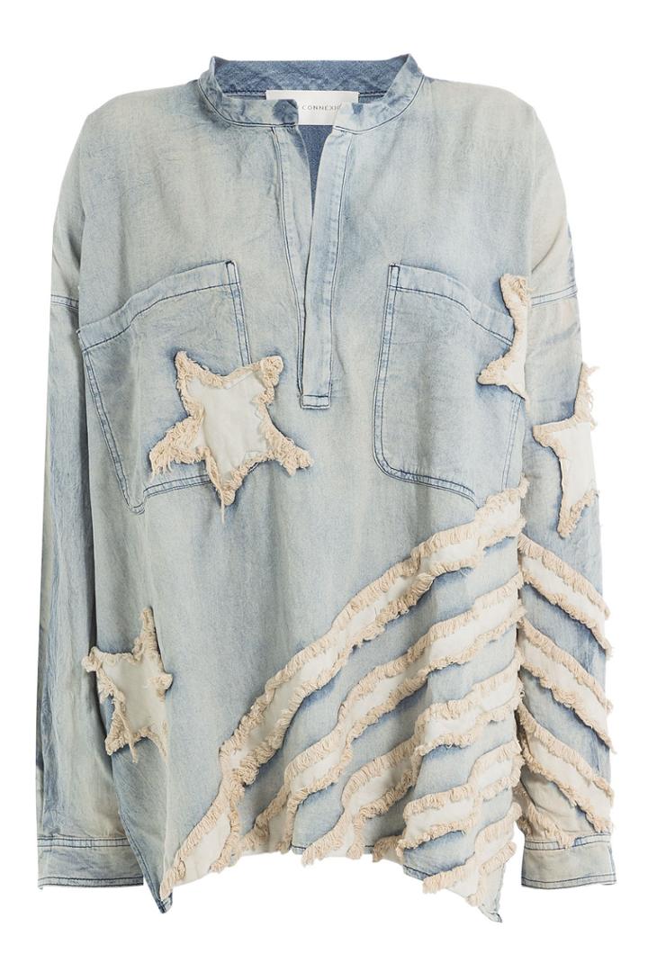 Faith Connexion Faith Connexion Denim Shirt With Distressed Details - White