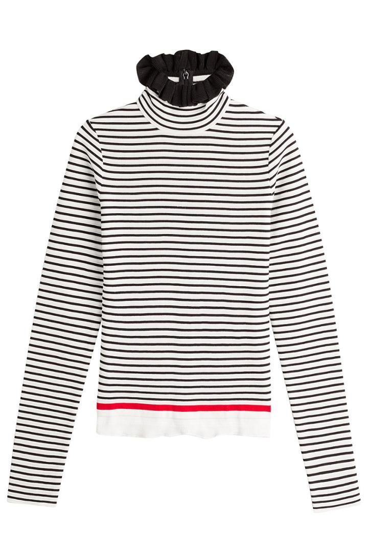 Msgm Msgm Striped Cotton Turtleneck Pullover - Blue