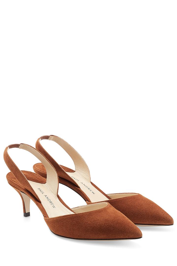 Paul Andrew Paul Andrew Suede Low Heel Slingback Pump - Brown