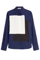 Céline Céline Silk Crepe Colorblock Blouse - Blue