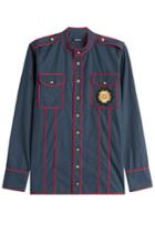 Balmain Balmain Cotton Shirt With Embossed Buttons - Blue