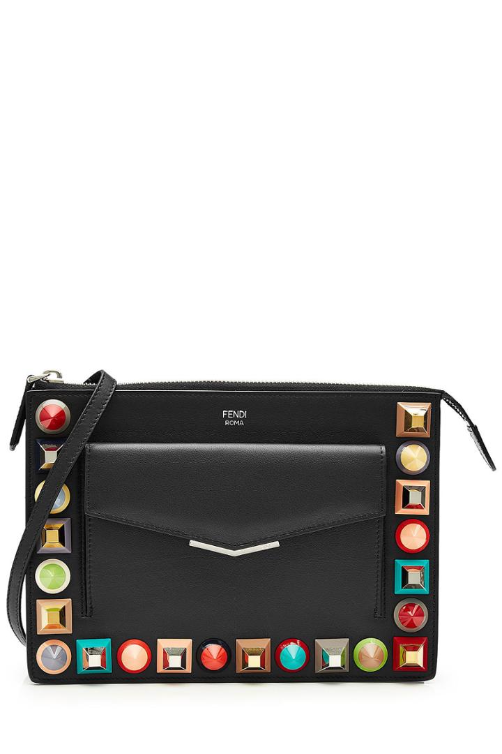 Fendi Fendi Studded Leather Shoulder Bag
